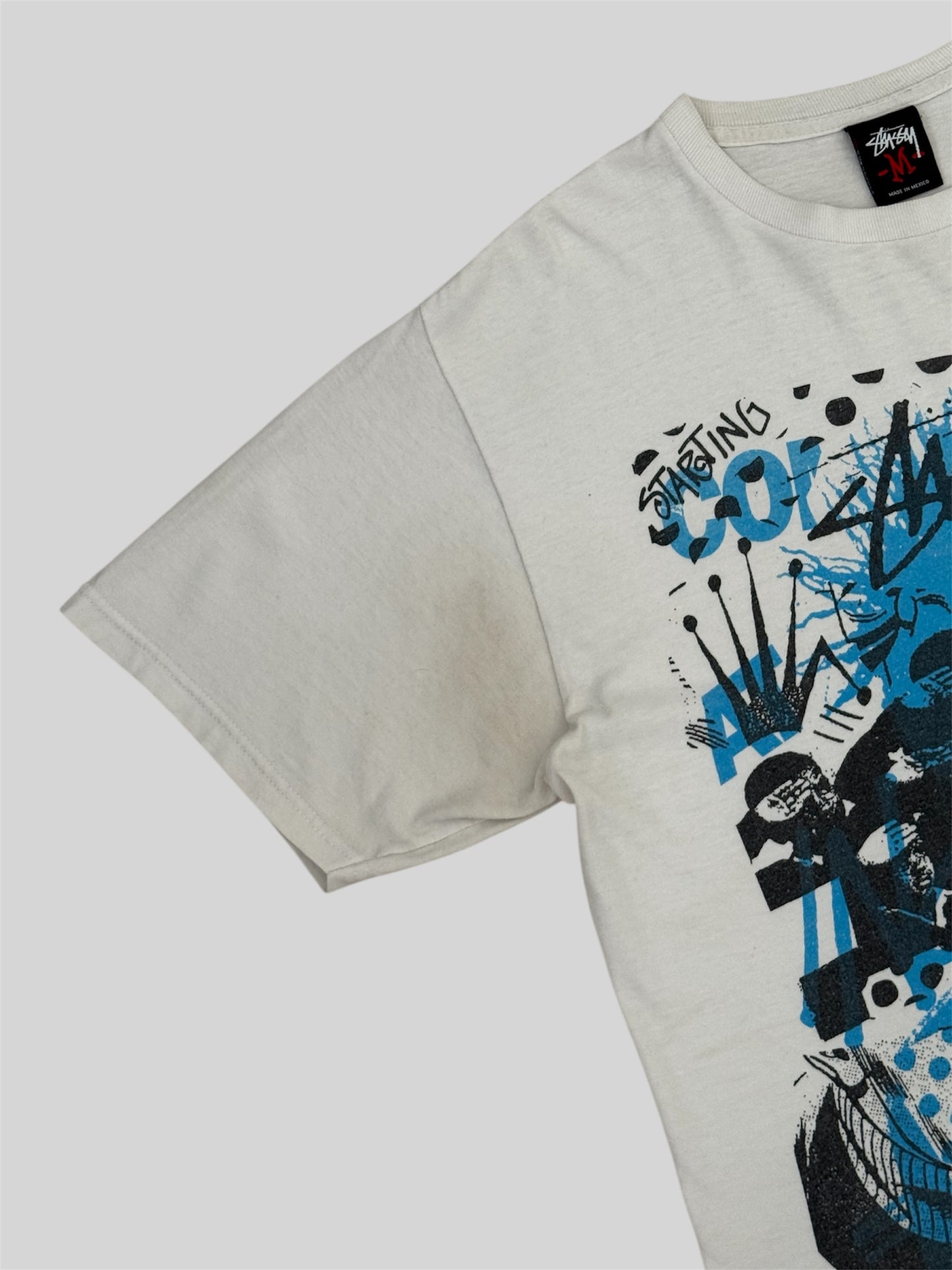 Vintage Stussy Graphic Print School Kids T Shirt White Medium