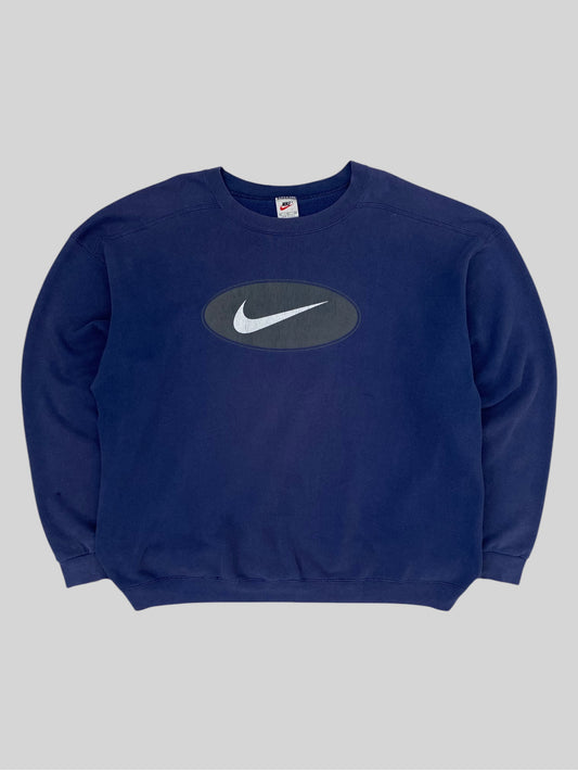 Vintage Nike Centre Swoosh Pullover Sweatshirt Navy X-Large