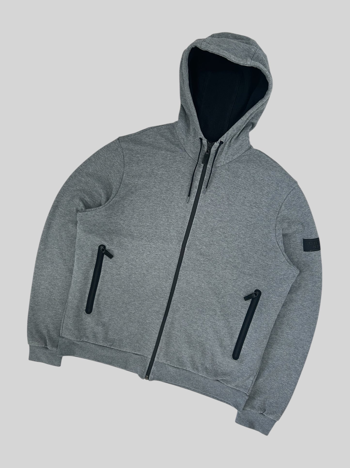 Vintage Burberry Sport Spellout Full Zip Active Hoodie Light Grey Large