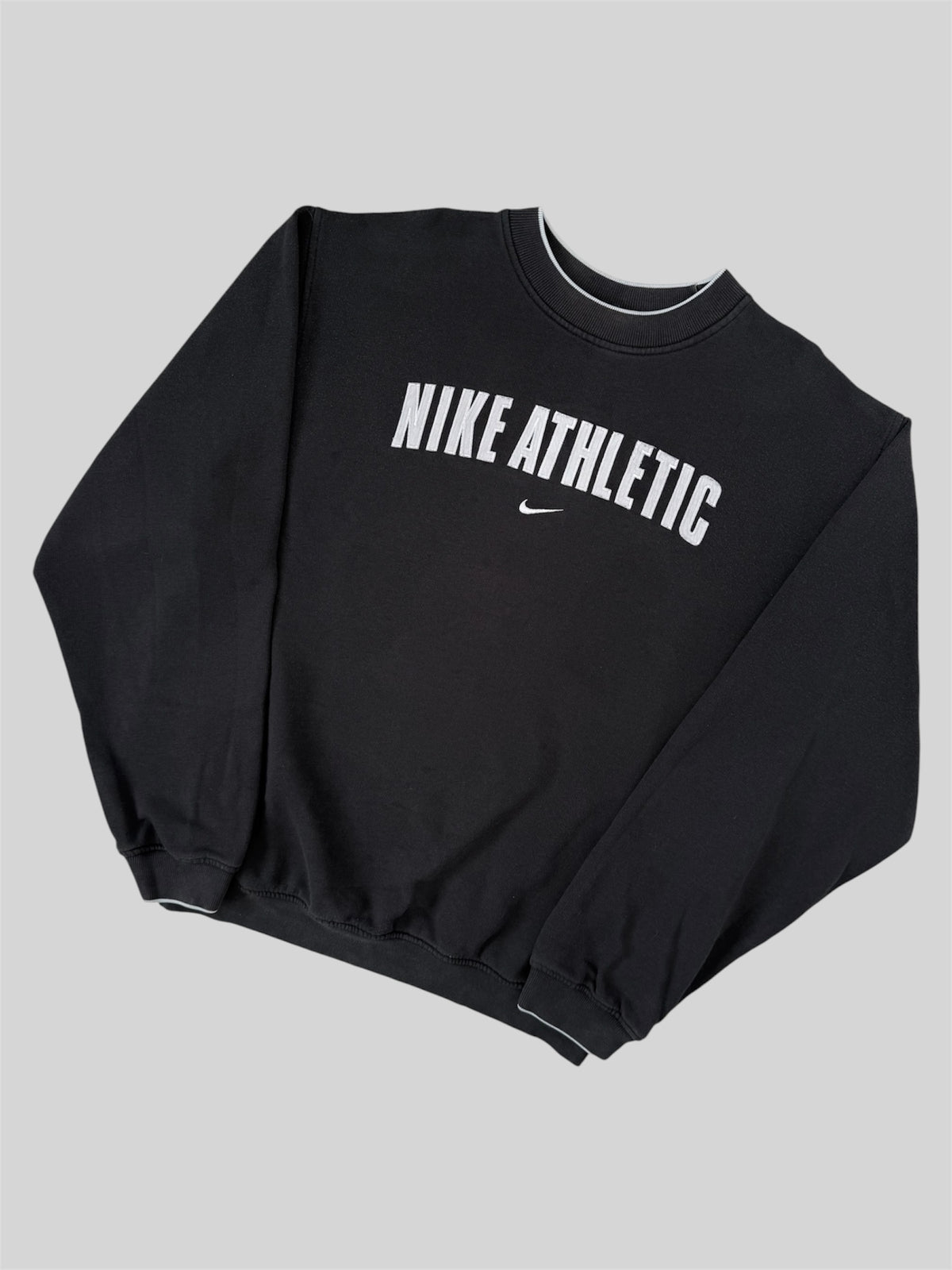 Vintage Nike Athletic Embroidered Pullover Sweatshirt Black Medium