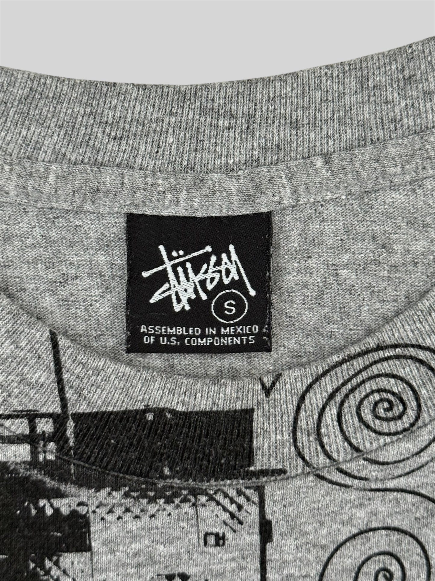 Vintage Stussy 2000s New York Street Graphic Print T Shirt Light Grey Small