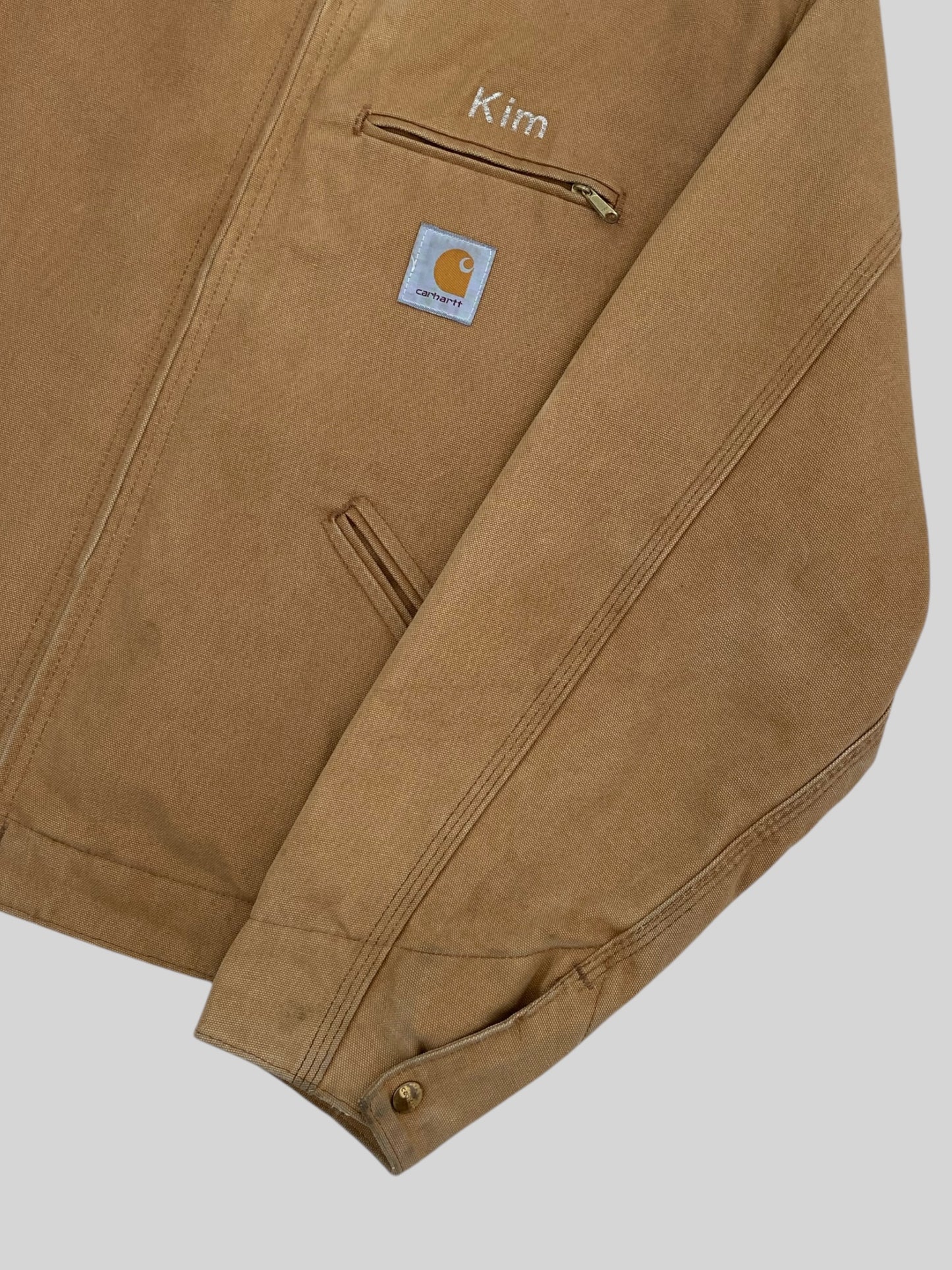 Vintage Carhartt Cushion Lined American Detroit Jacket Beige Large