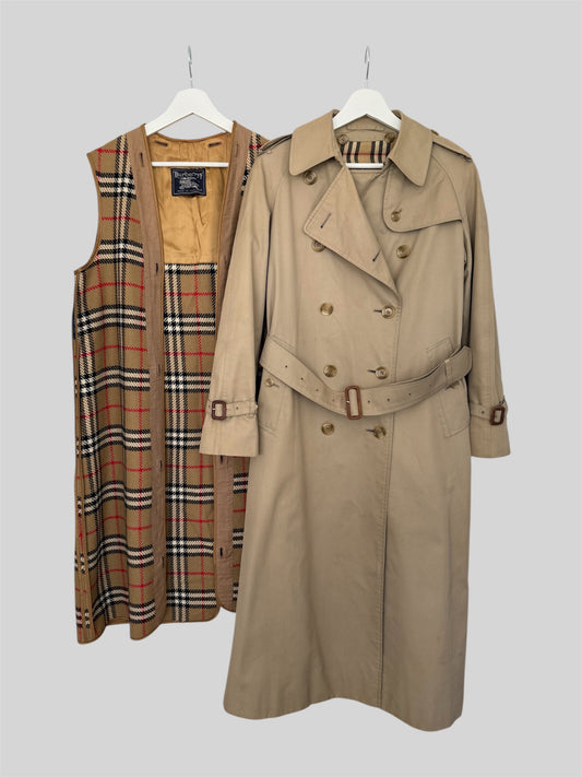 Rare Vintage Burberry Women’s Relaxed Fit Trench Coat & Inner Lining Size 8 Long