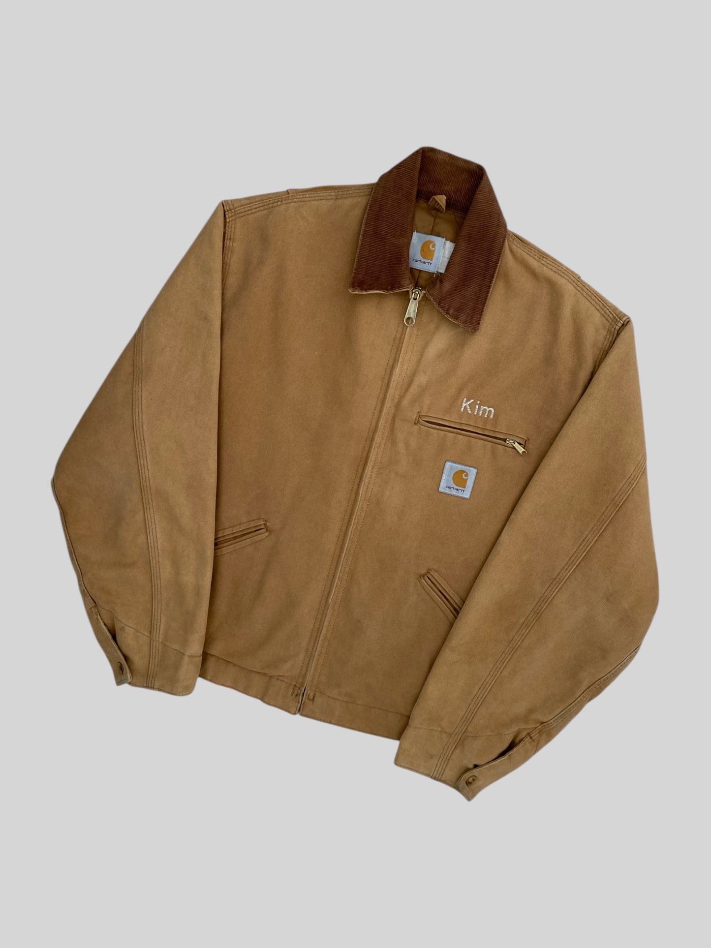Vintage Carhartt Cushion Lined American Detroit Jacket Beige Large