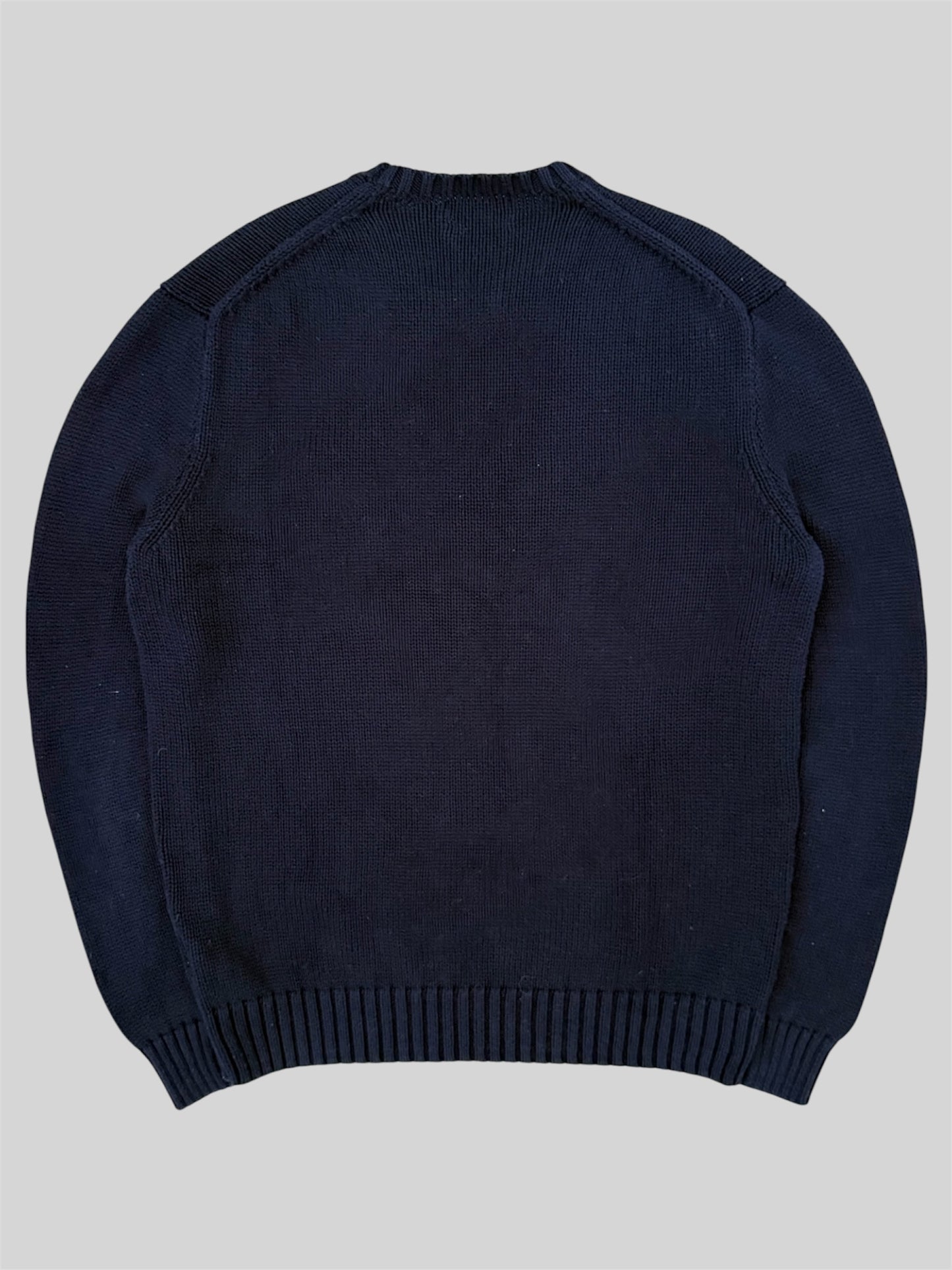 Authentic Polo Ralph Lauren Spellout Knitted Pullover Jumper Navy Medium