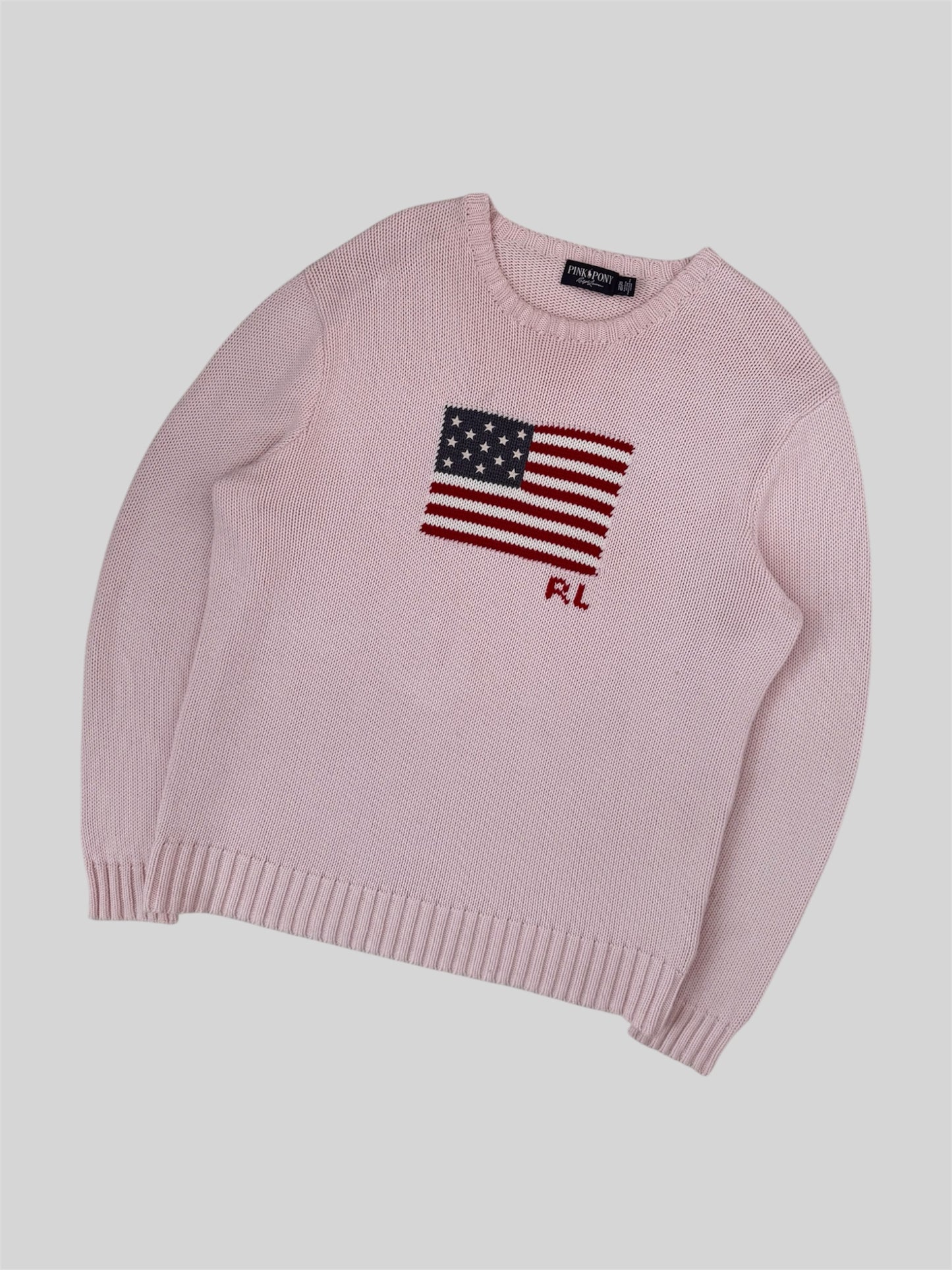 Authentic Pink Pony Ralph Lauren USA Knitted Pullover Jumper Pink XL £375RRP