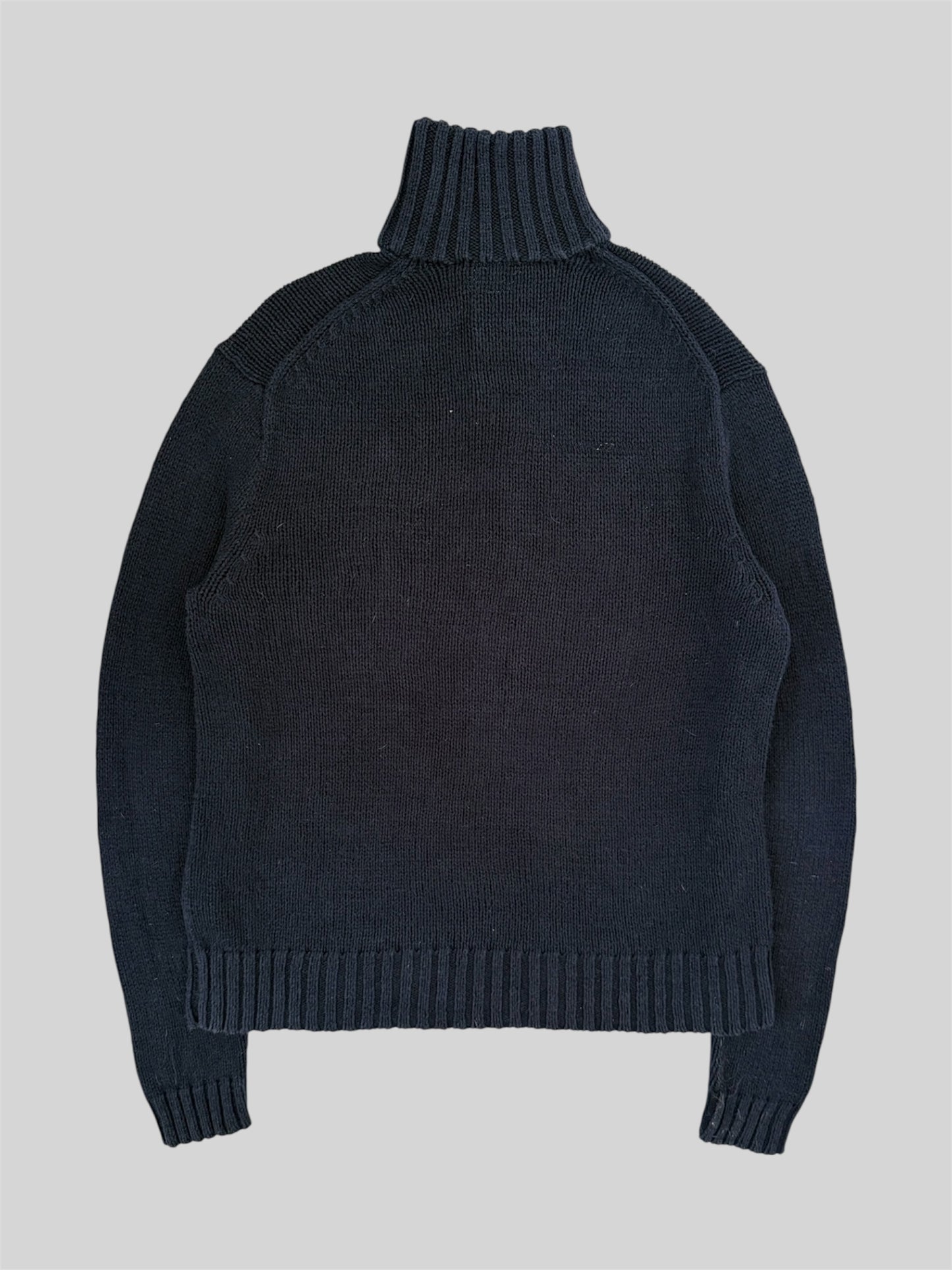 Vintage Polo Ralph Lauren USA RL 67 Button Up Knitted Jumper Navy Medium