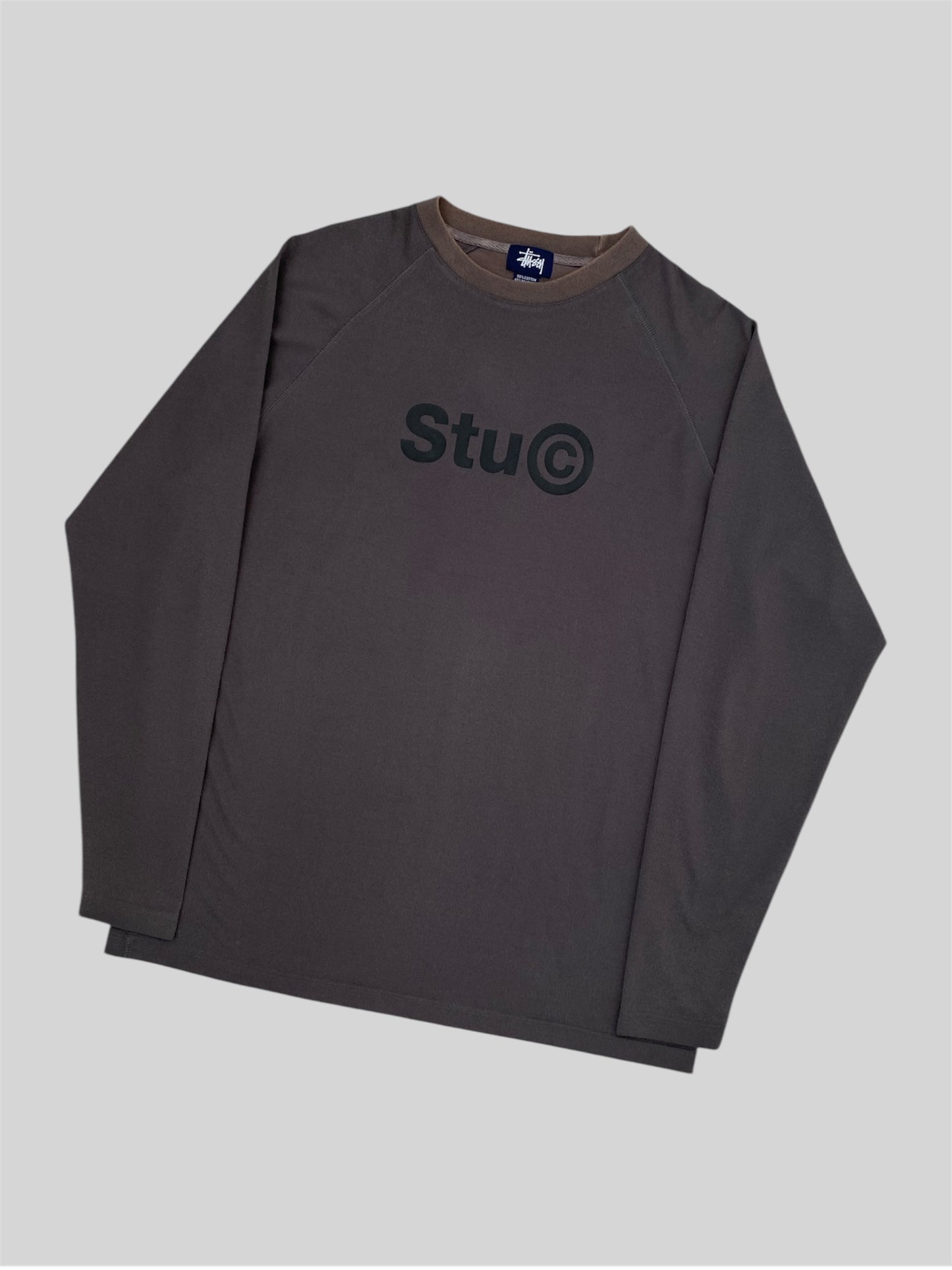 Vintage 90s Stussy Spellout Long Sleeve T Shirt Brown Large