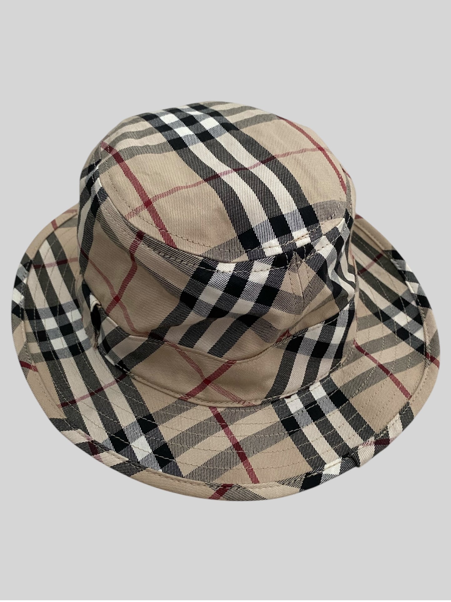 Vintage Burberry Nova Check Safari Boonie Hat Cream One Size