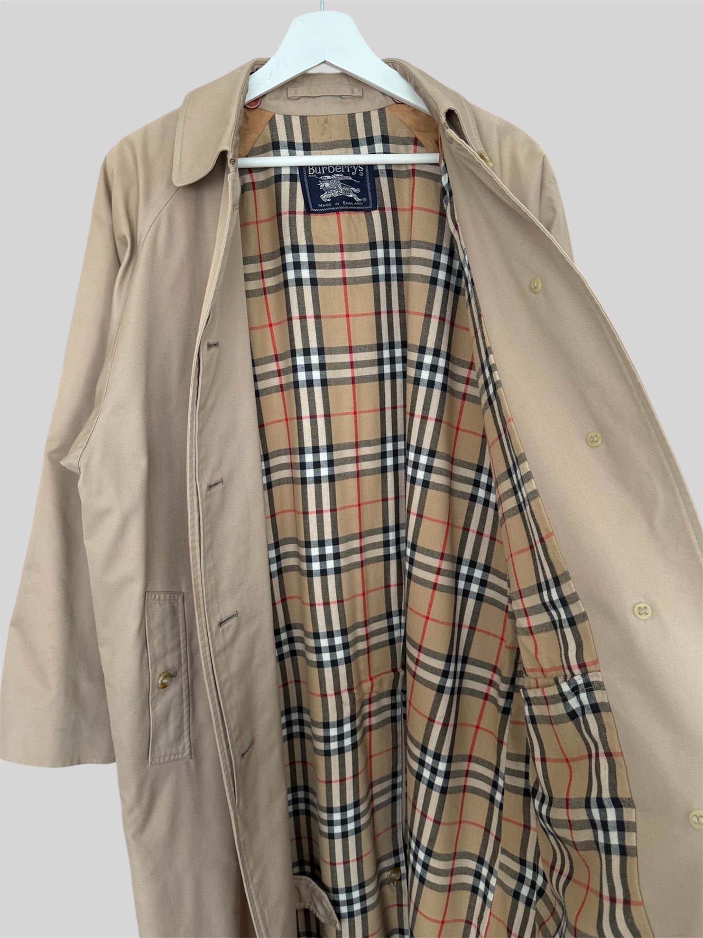 Vintage Burberry Women’s Regular Fit Full Length Trench Coat Beige Size 14 Long