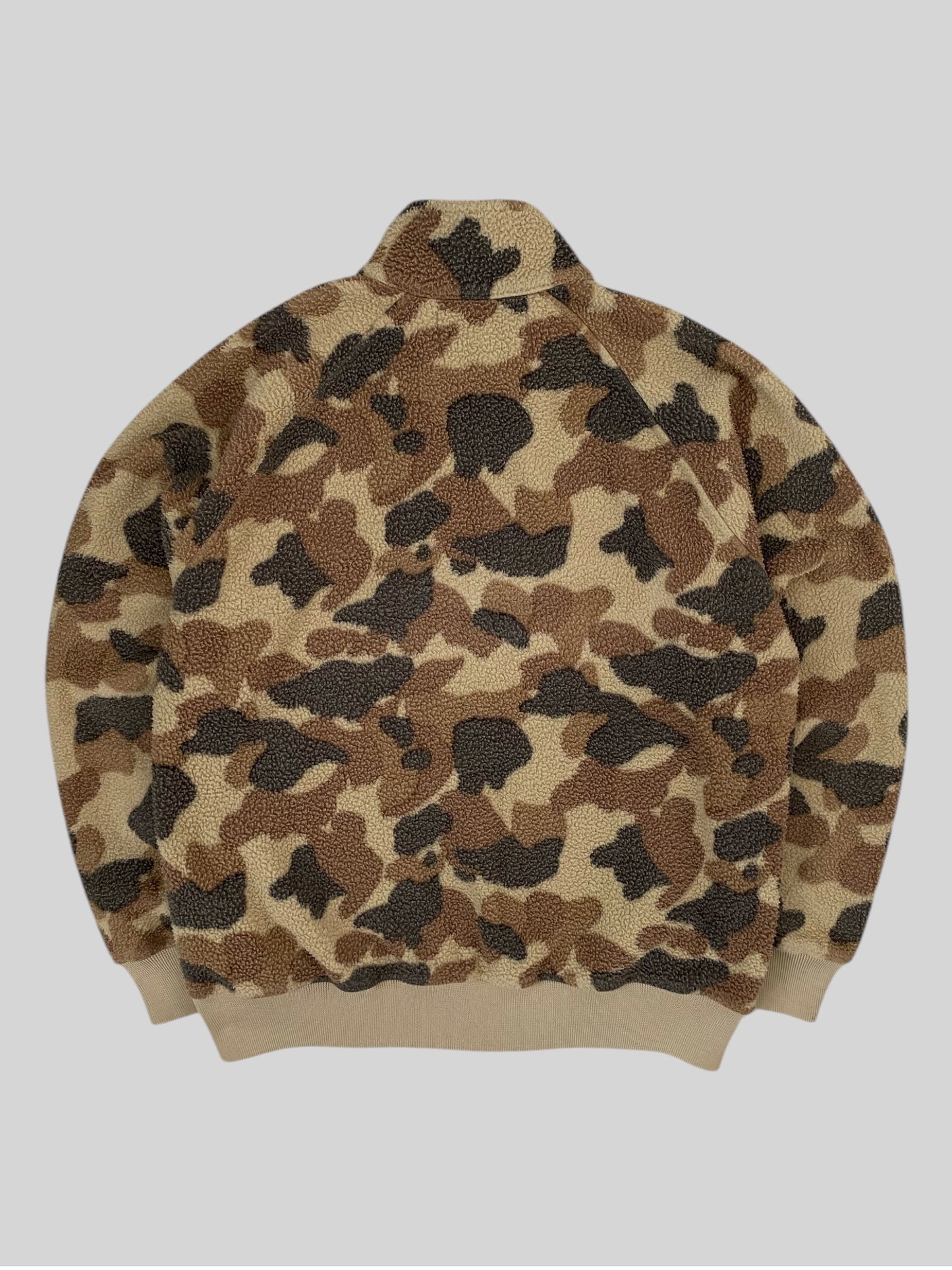 Vintage Stussy Embroidered Camouflage Zip Up Fleece Beige Medium