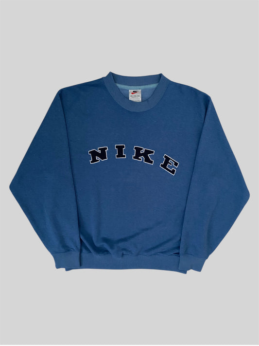 Vintage Nike Embroidered Spellout Pullover Sweatshirt Blue Adults Medium