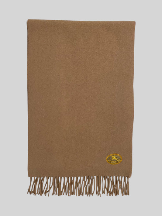 Vintage Burberry Emblem 100% Lambswool Scarf Beige
