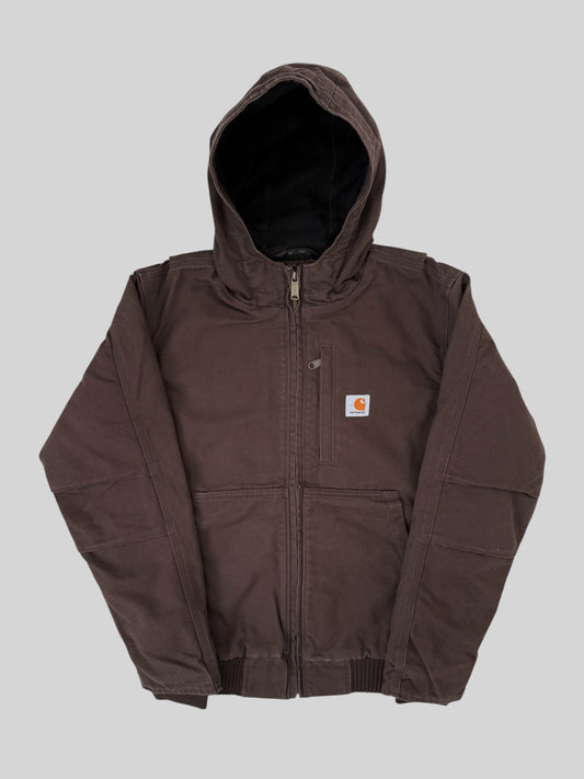 Modern Carhartt Fleece Lined Full Zip Loose Fit Active Jacket J130 Brown Small