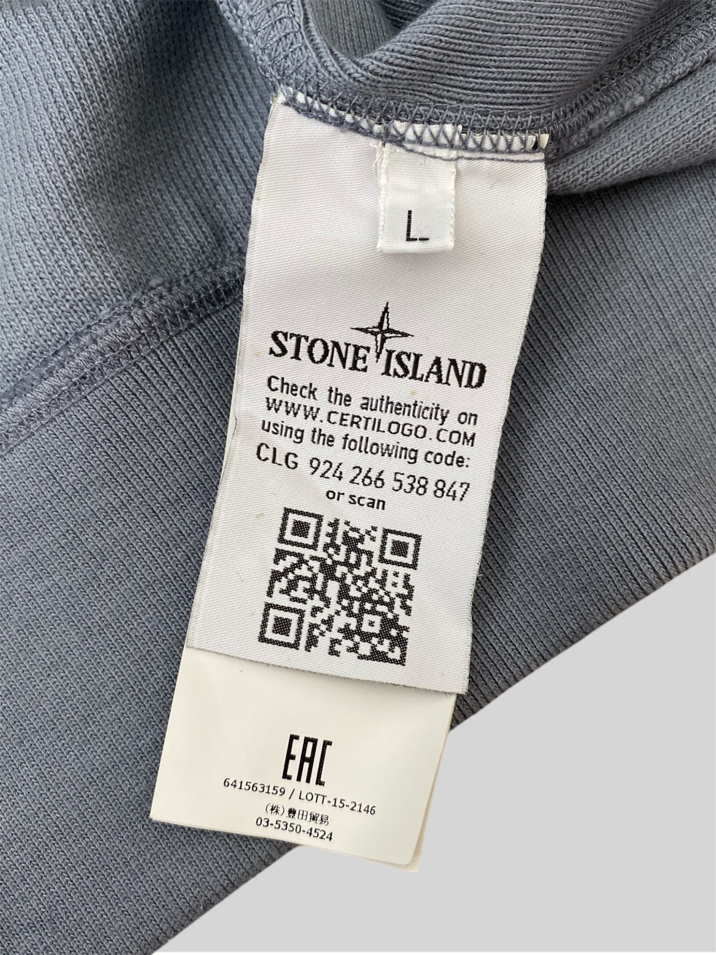 Authentic Stone Island 2016 Embroidered Cut Sleeves Sweatshirt Light Blue Large