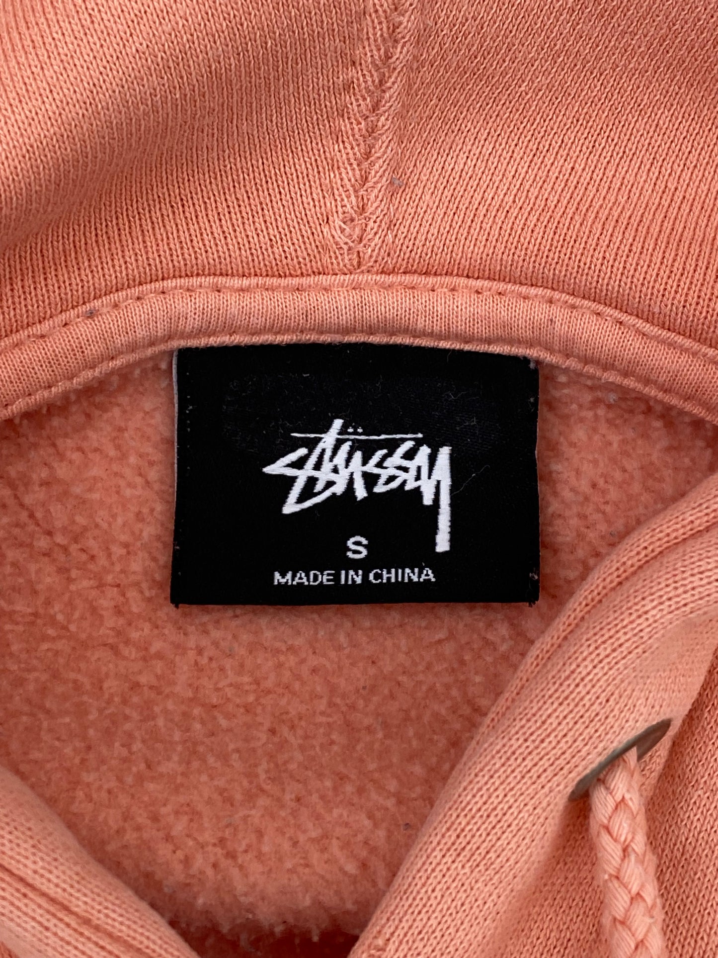 Vintage Stussy Embroidered Spellout Pullover Hoodie Pink Small