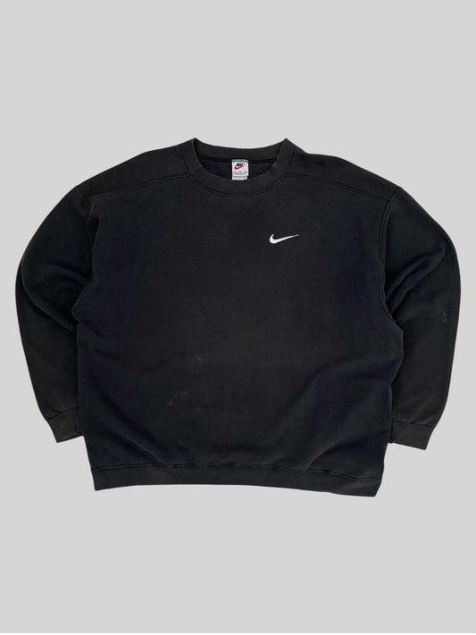 Vintage Nike Embroidered Swoosh Pullover Sweatshirt Faded Black X-Large