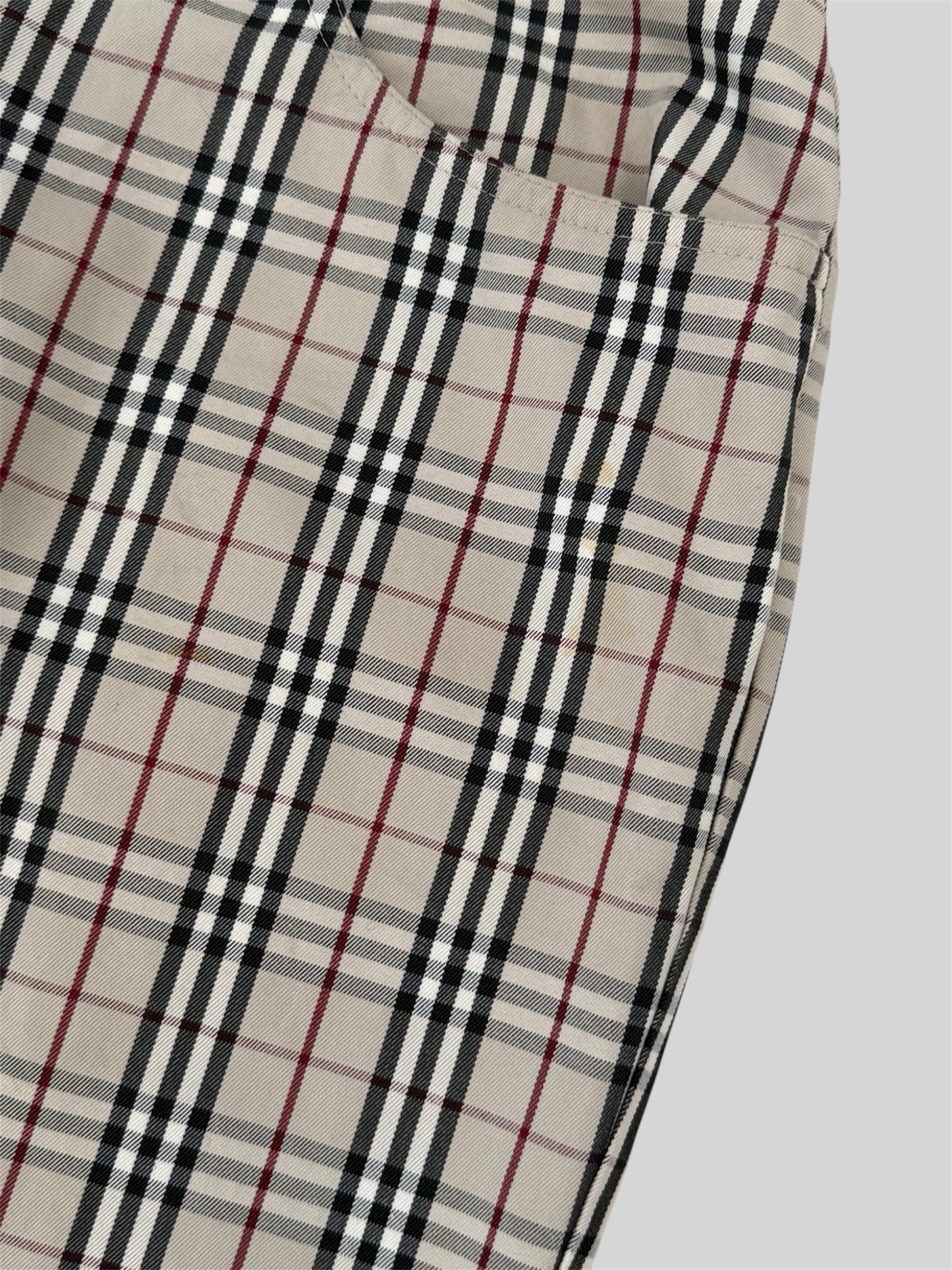 Rare Vintage Burberry 2000s Straight Fit Nova Check Trousers Beige W34 L34