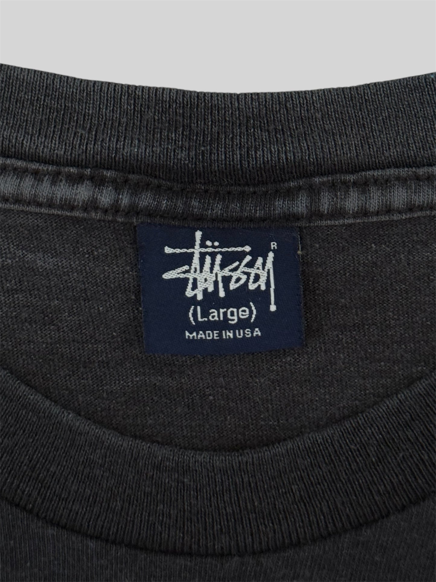 Vintage Stussy 90s Skydiving Soldier Graphic Print Shirt Black Large Made In USA