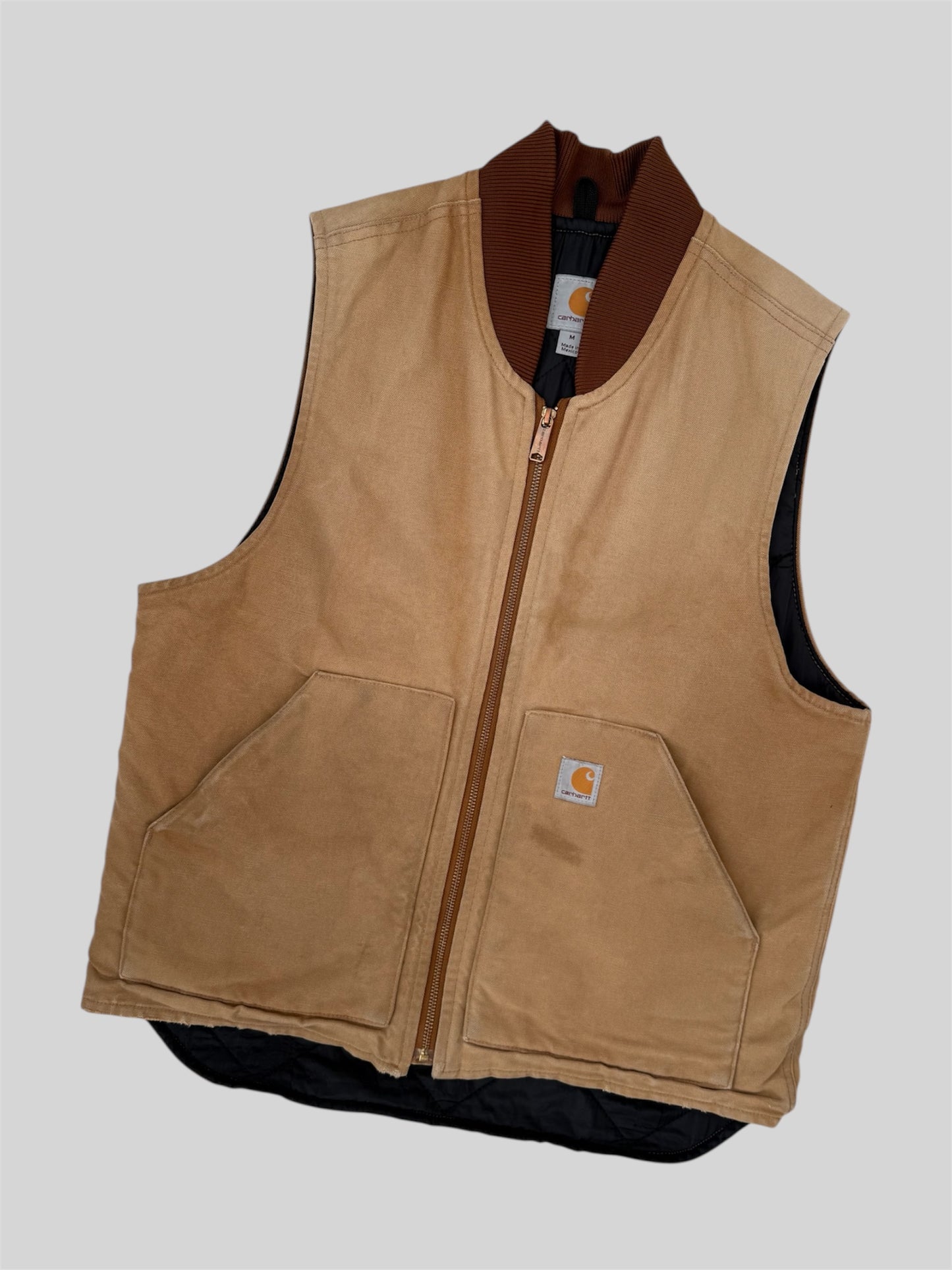 Carhartt 2021 Quilted Lined Canvas Vest Gilet Jacket V01-BRN Beige Medium