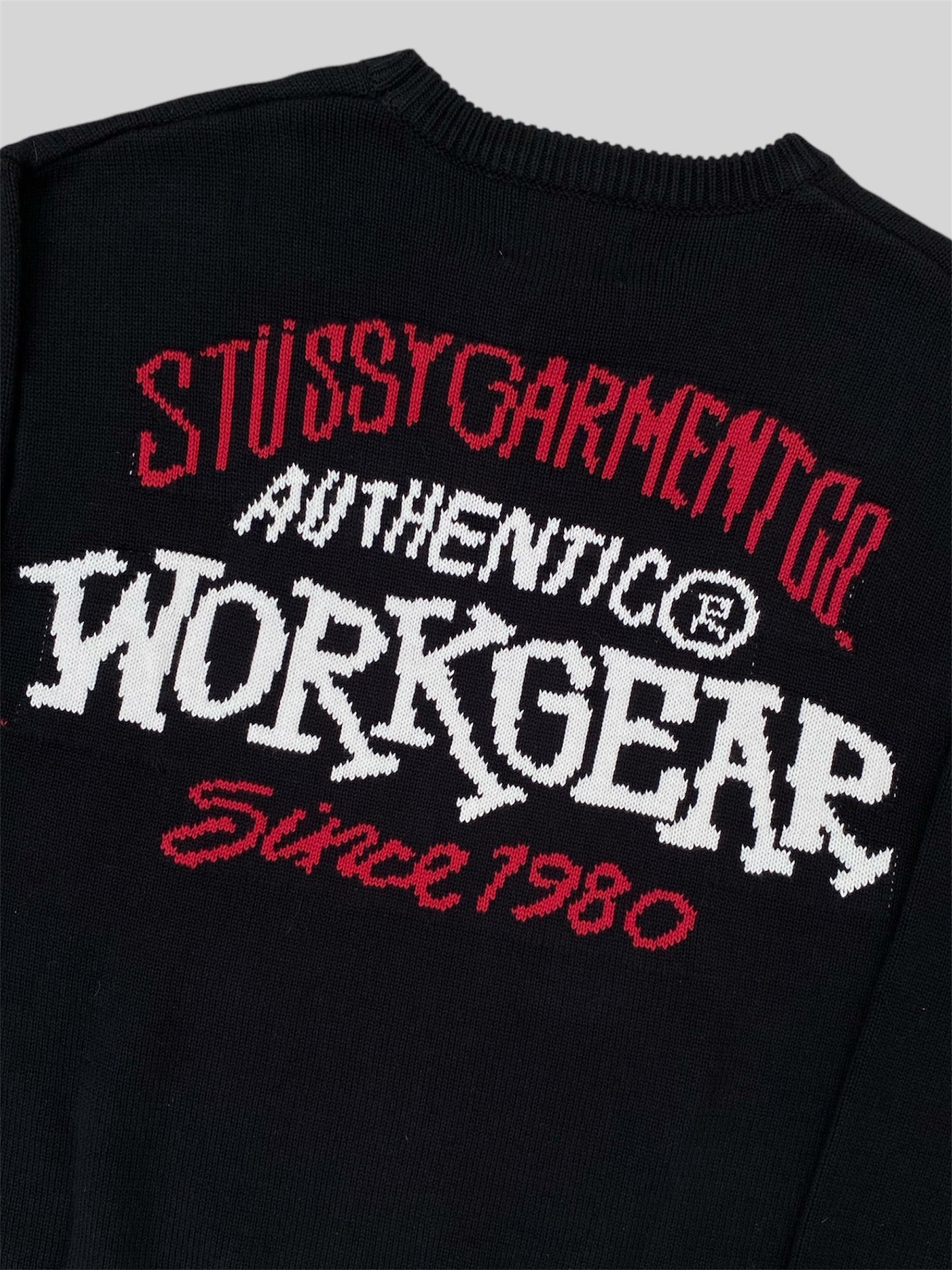 Rare Stussy Embroidered Knitted Pullover Jumper Black Medium