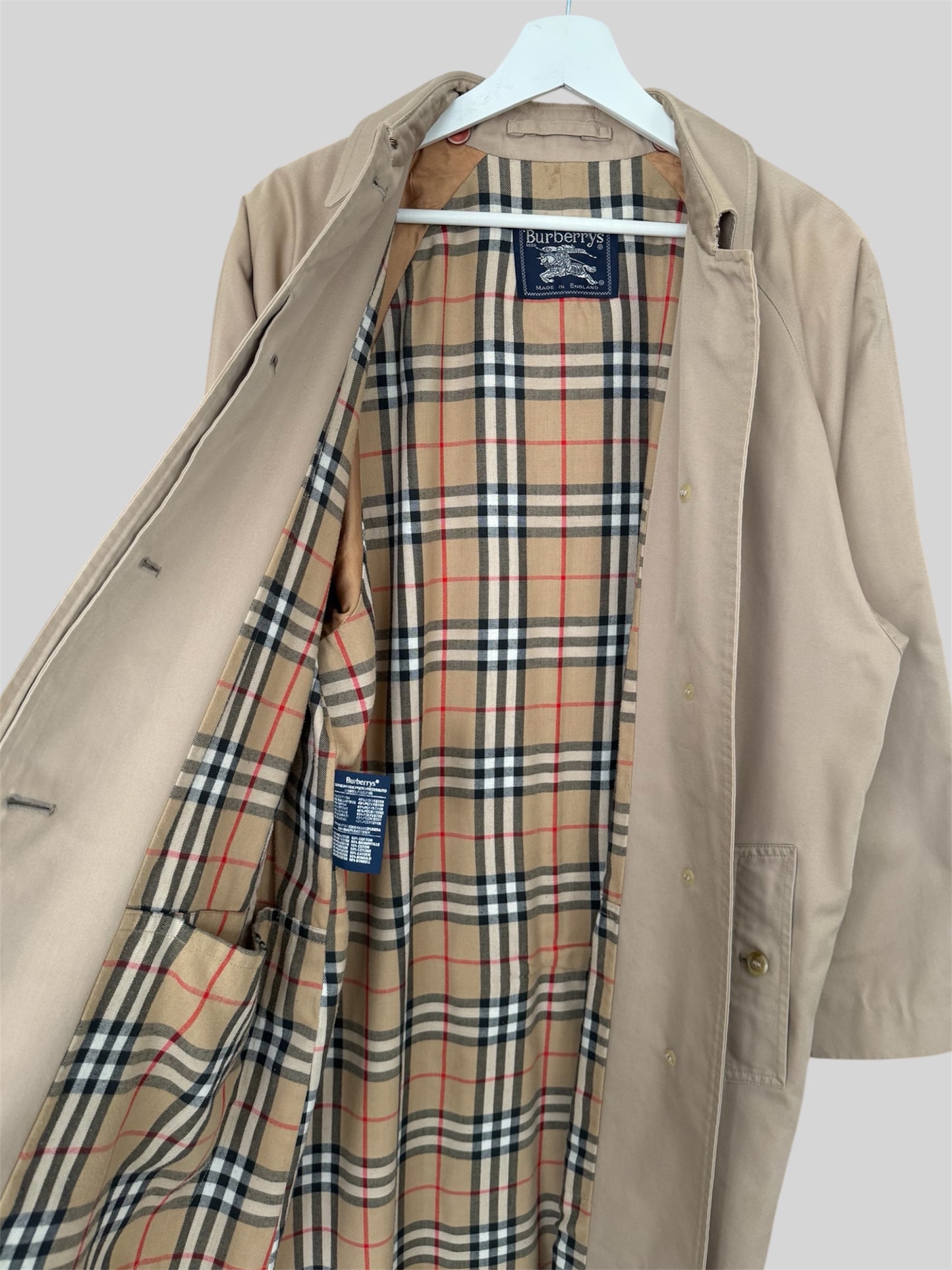 Vintage Burberry Women’s Regular Fit Full Length Trench Coat Beige Size 14 Long